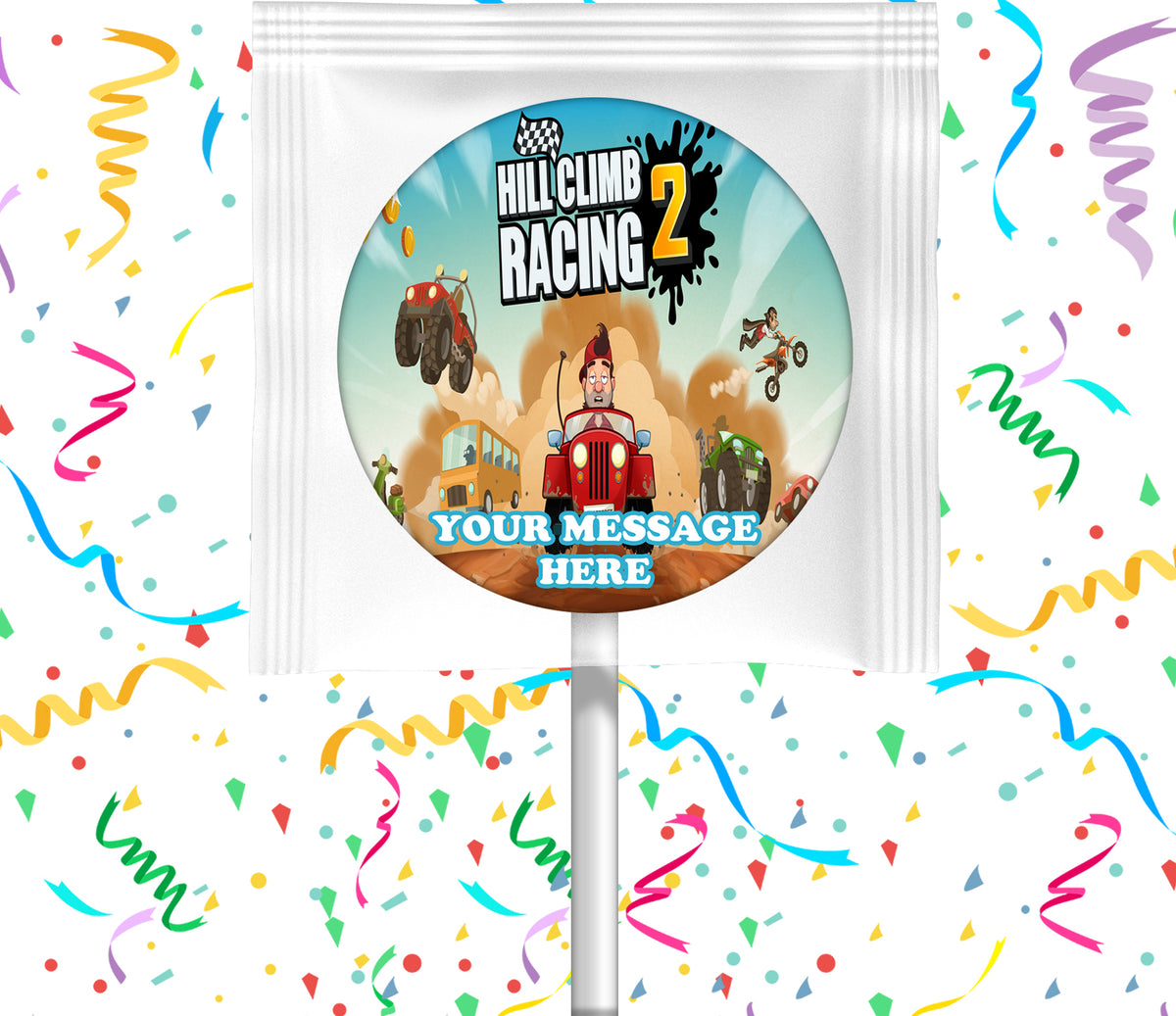 Hill Climb Racing Lollipops Party Favors Personalized Suckers 12 Pcs