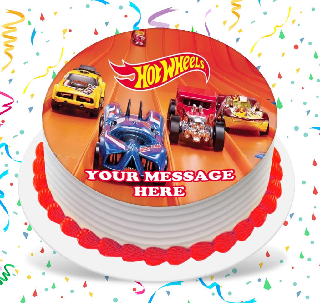 Hot Wheels Edible Image Cake Topper Personalized Birthday Sheet Custom Frosting Round Circle