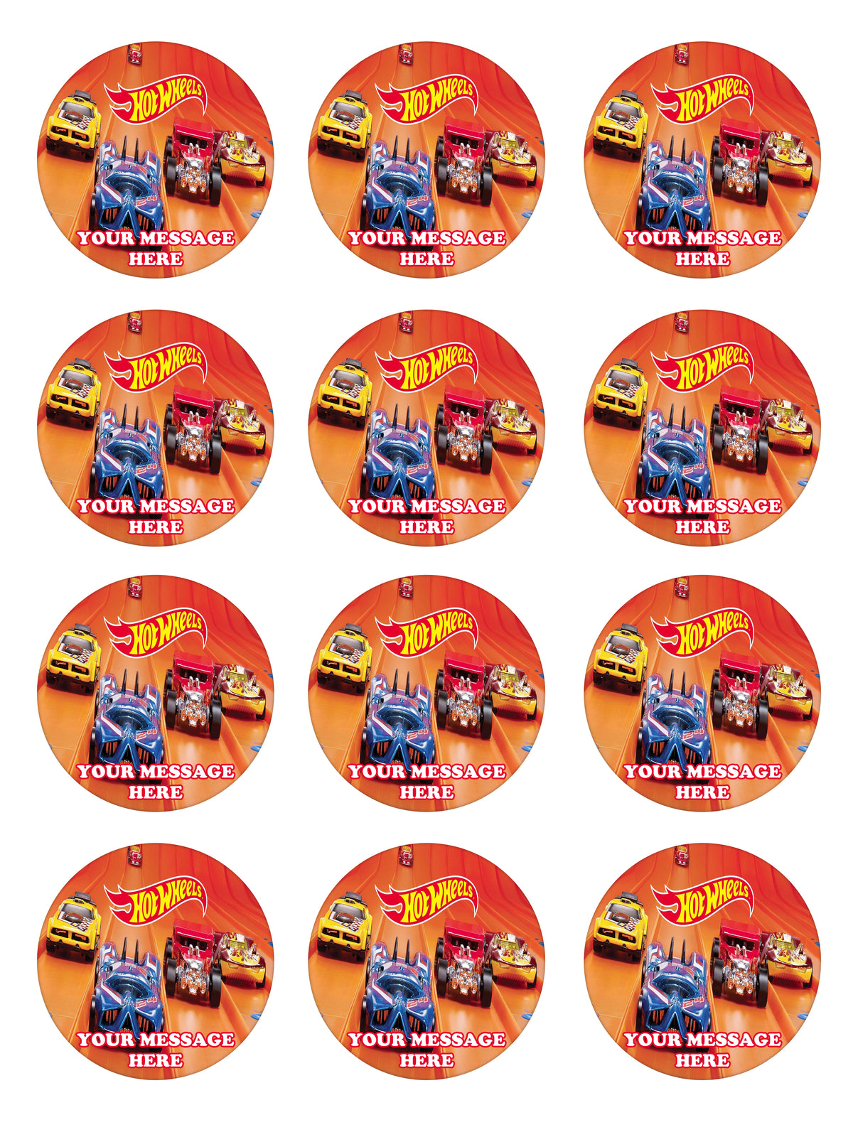Hot Wheels Edible Cupcake Toppers (12 Images) Cake Image Icing Sugar Sheet
