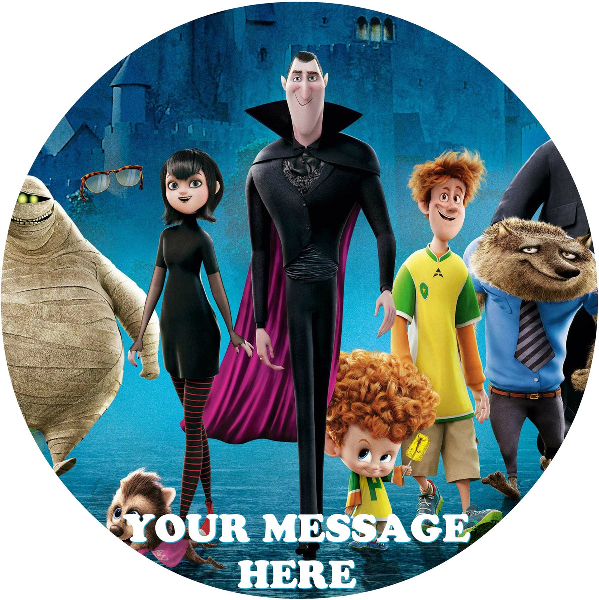 Hotel Transylvania Edible Image Cake Topper Personalized Birthday Sheet Custom Frosting Round Circle