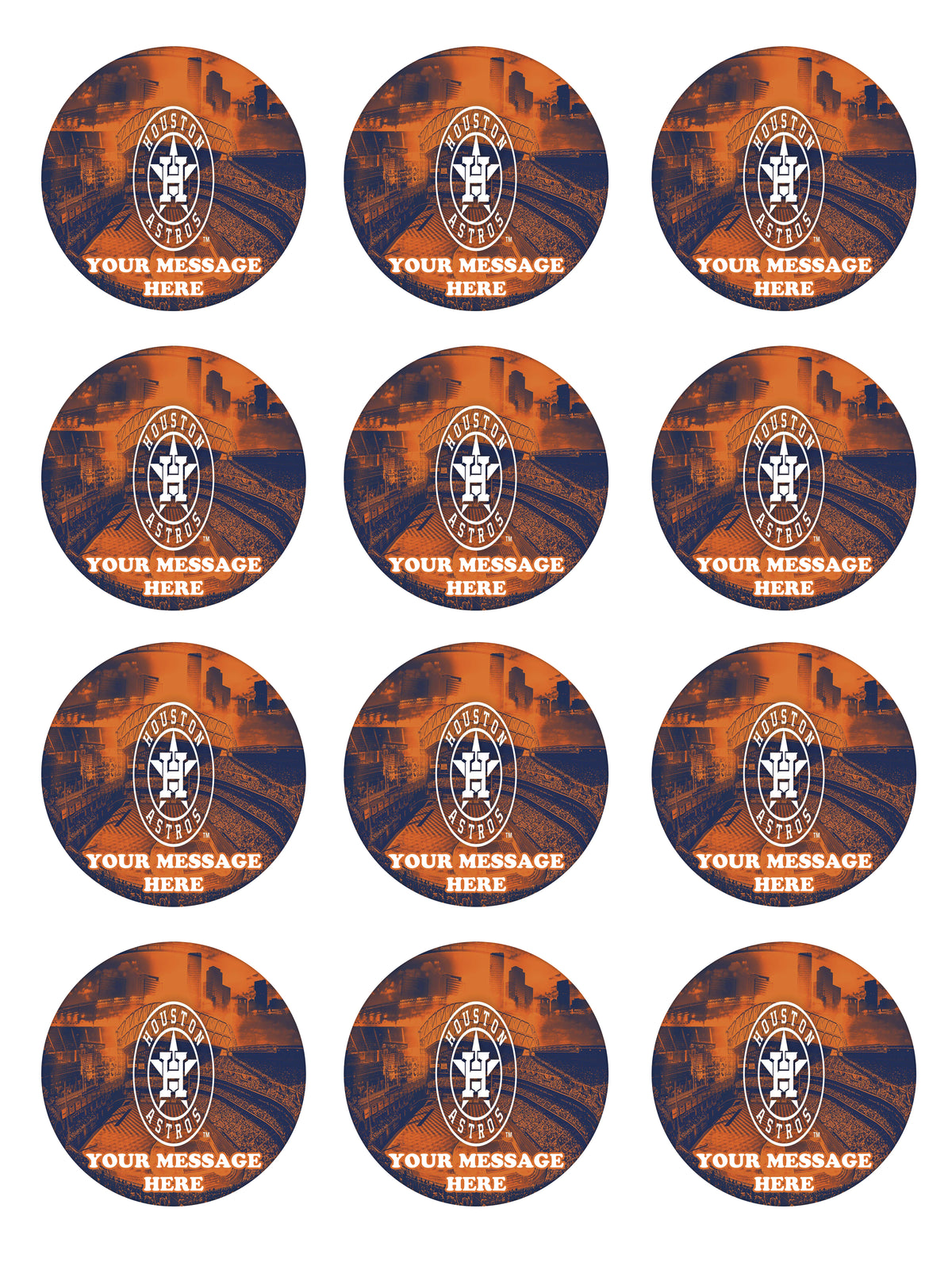 Houston Astros Edible Cupcake Toppers (12 Images) Cake Image Icing Sugar Sheet