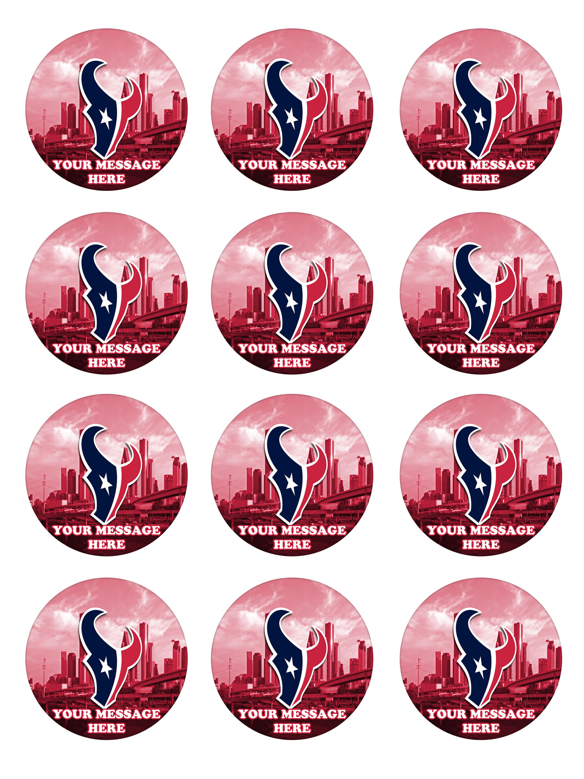 Houston Texans Edible Cupcake Toppers (12 Images) Cake Image Icing Sugar Sheet