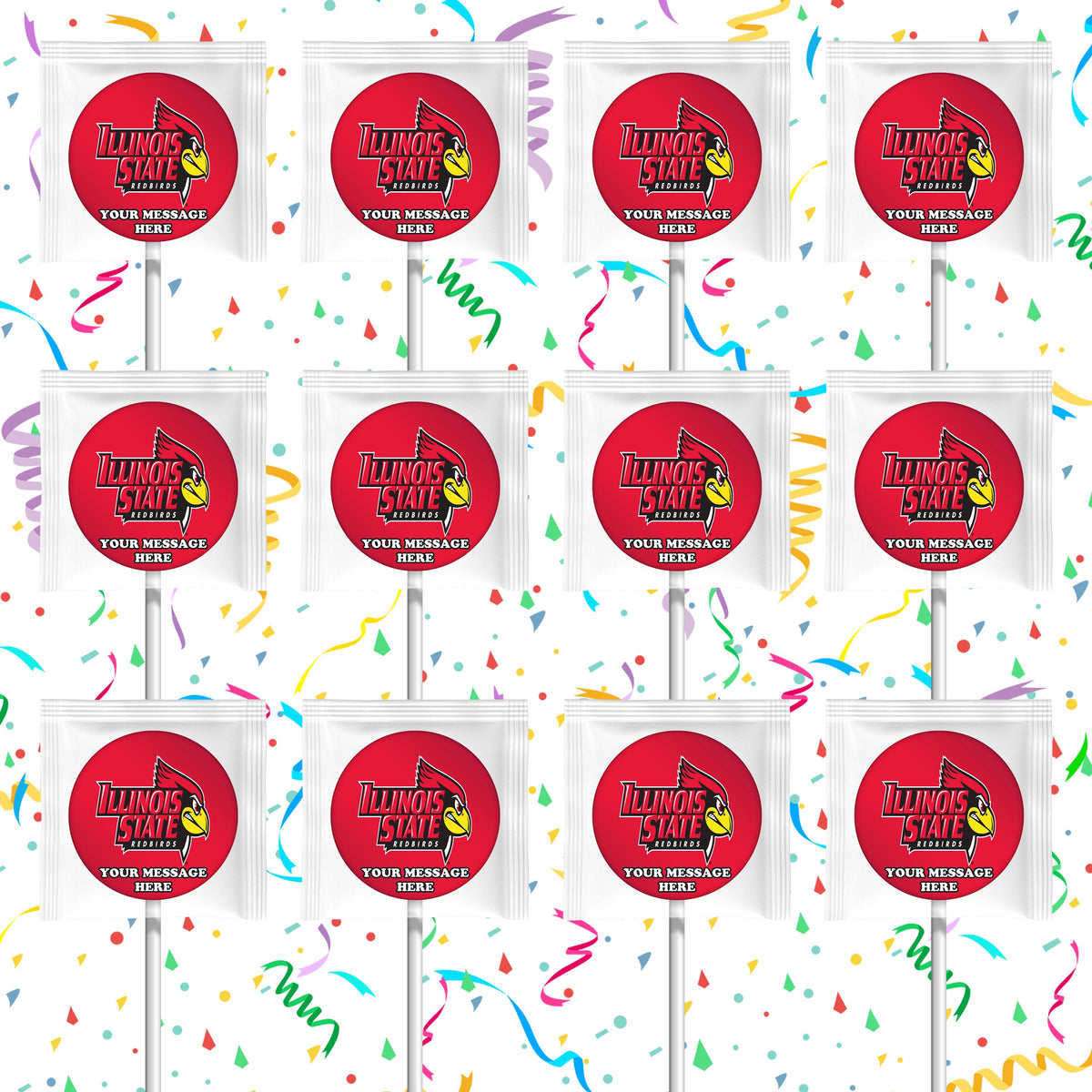 Illinois State Redbirds Lollipops Party Favors Personalized Suckers 12 Pcs