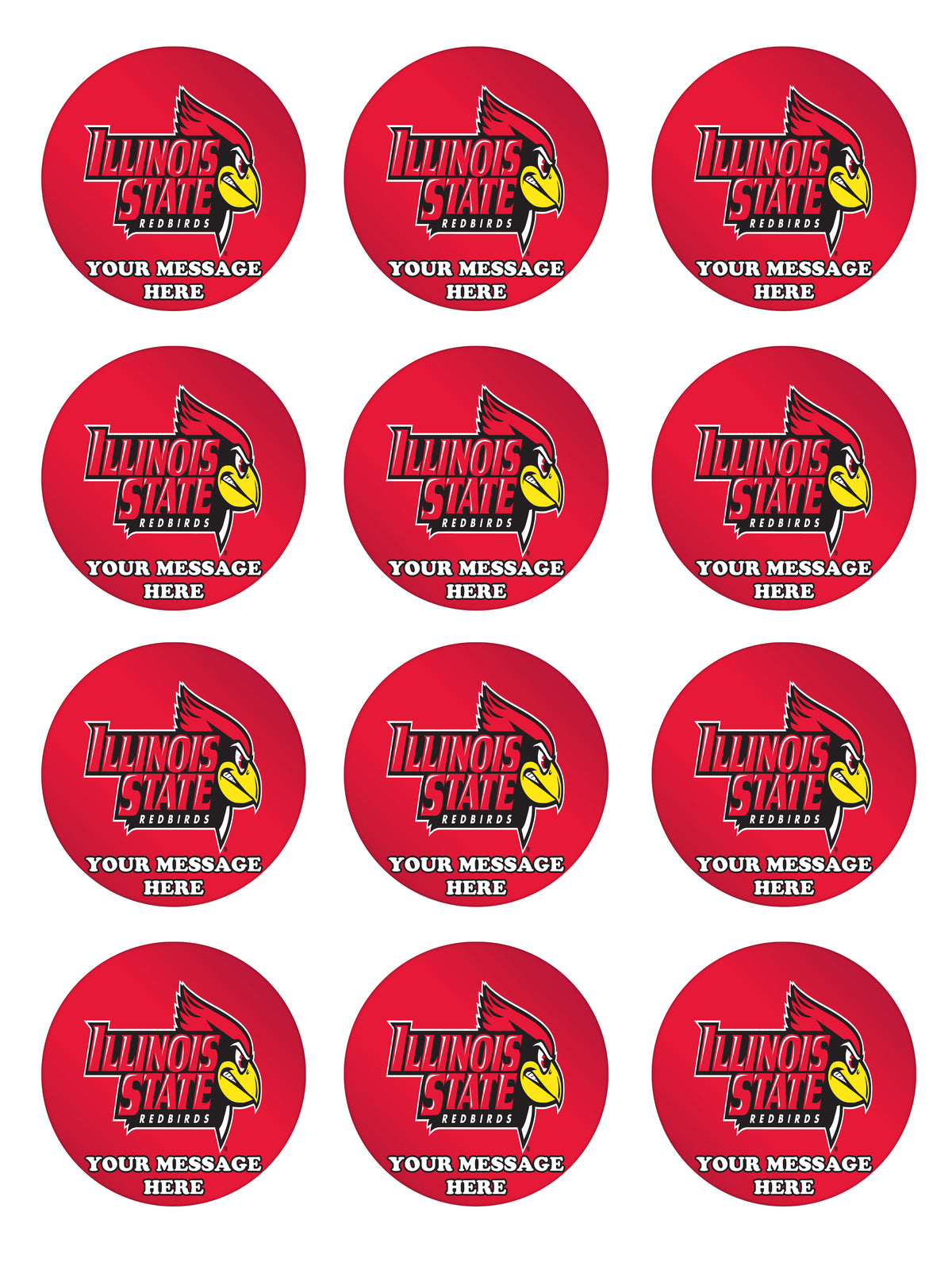 Illinois State Redbirds Edible Cupcake Toppers (12 Images) Cake Image Icing Sugar Sheet