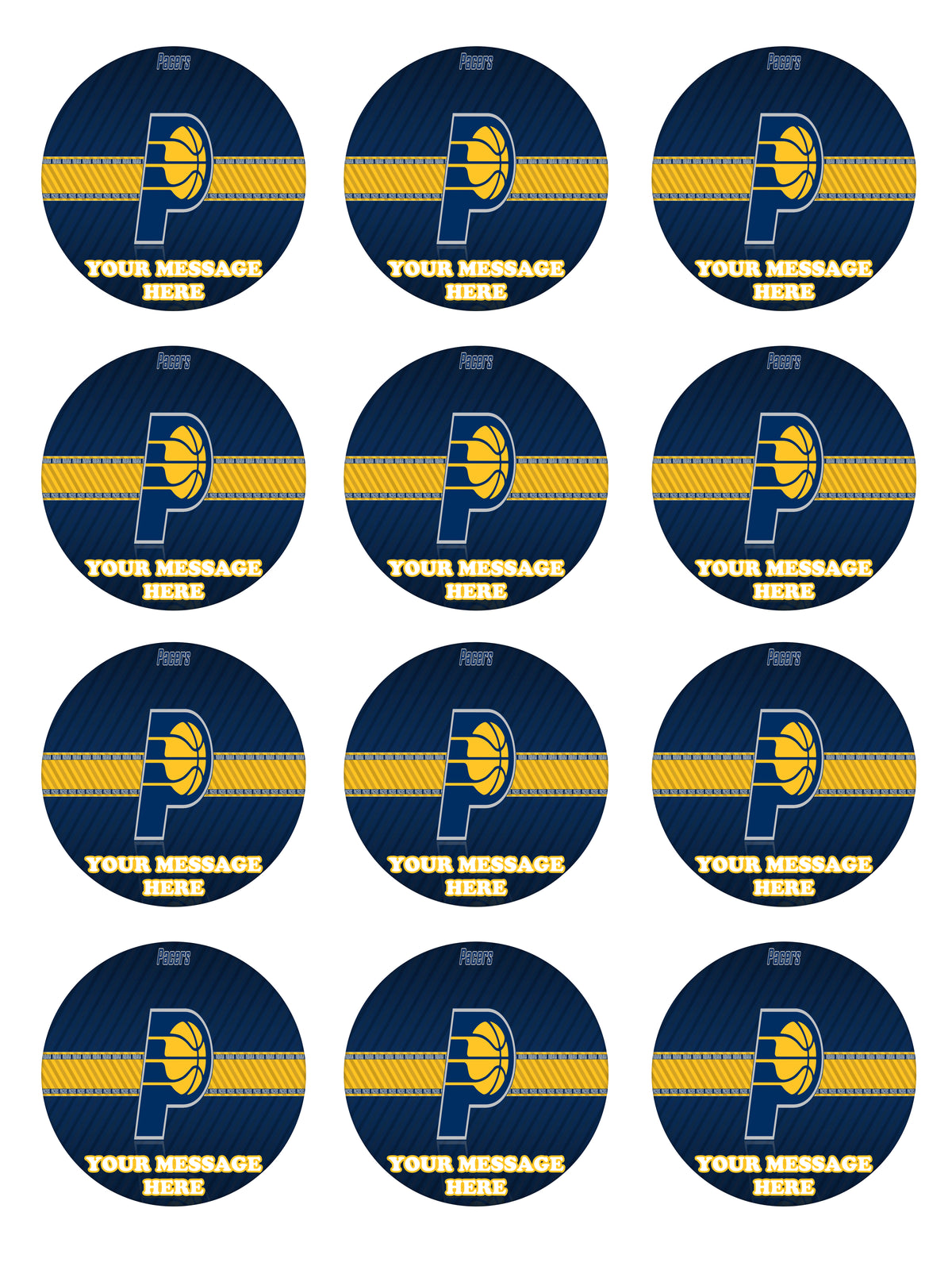 Indiana Pacers Edible Cupcake Toppers (12 Images) Cake Image Icing Sugar Sheet