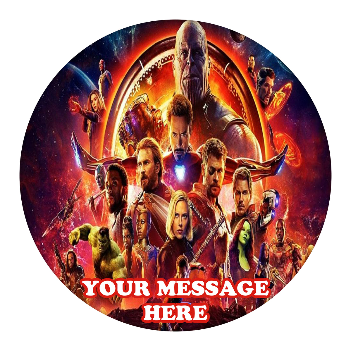 Avengers Infinity War Edible Image Cake Topper Personalized Birthday Sheet Custom Frosting Round Circle