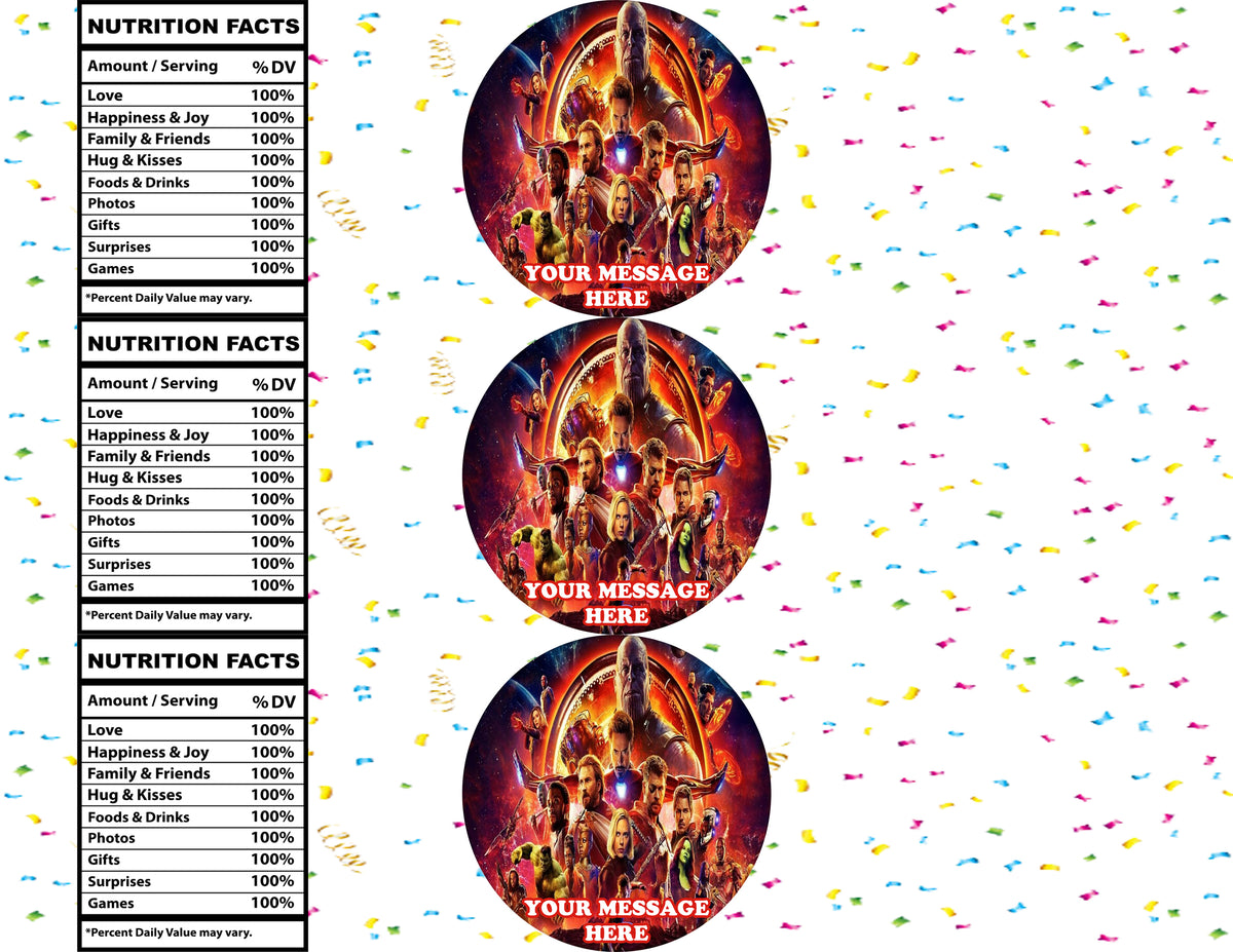 Avengers Infinity War Water Bottle Stickers 12 Pcs Labels Party Favors Supplies Decorations