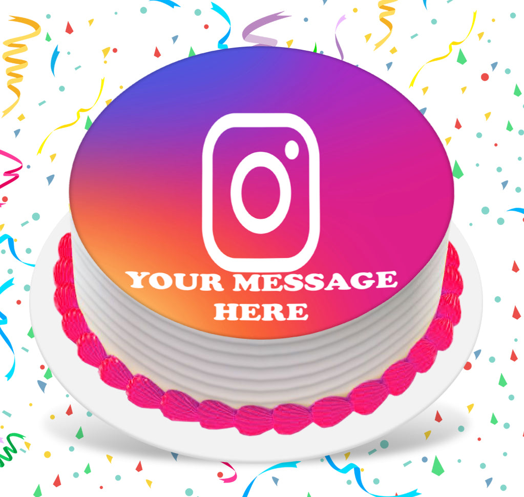 Instagram Edible Image Cake Topper Personalized Frosting Icing Sheet Custom Round
