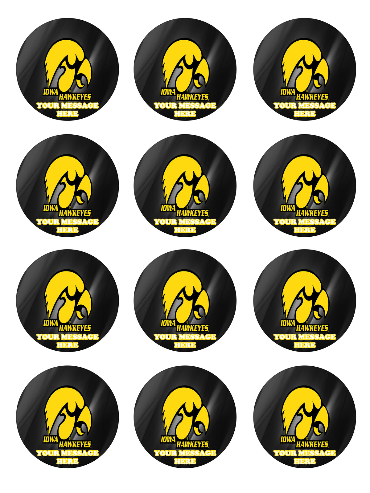 Iowa Hawkeyes Edible Cupcake Toppers (12 Images) Cake Image Icing Sugar Sheet