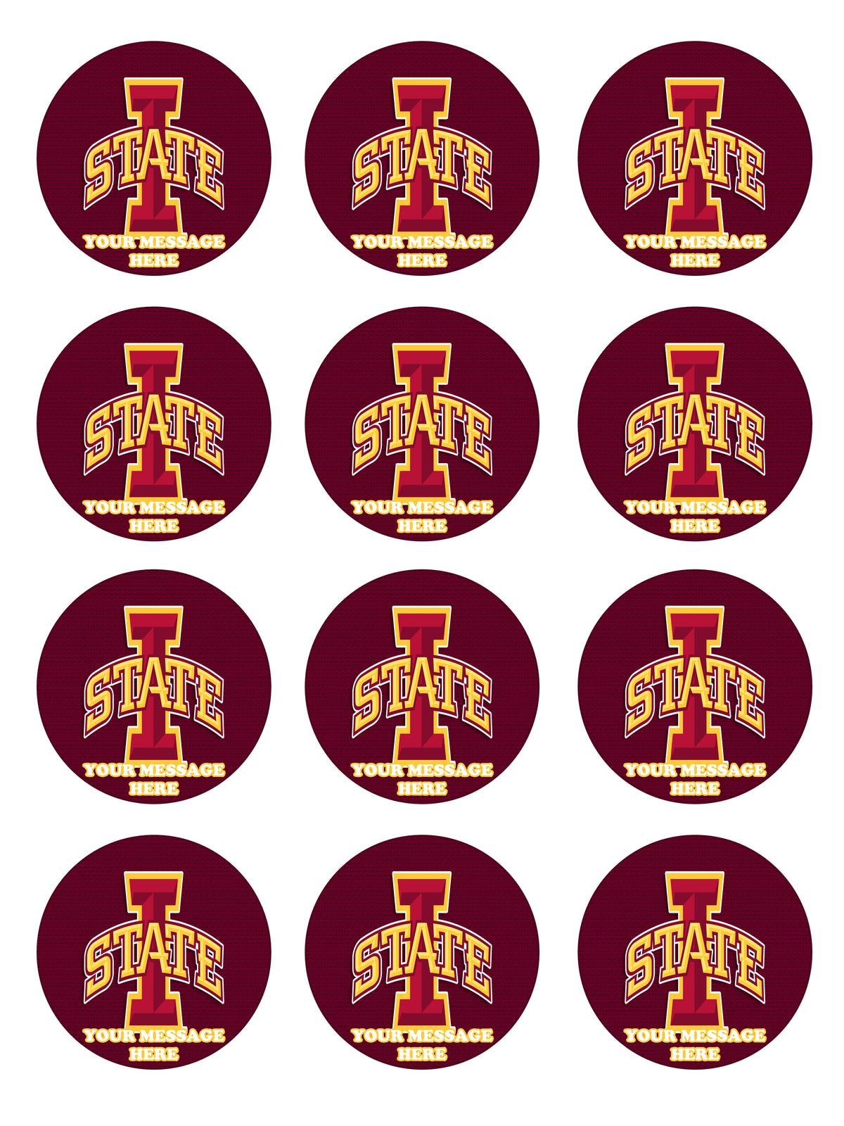 Iowa State University Edible Cupcake Toppers (12 Images) Cake Image Icing Sugar Sheet