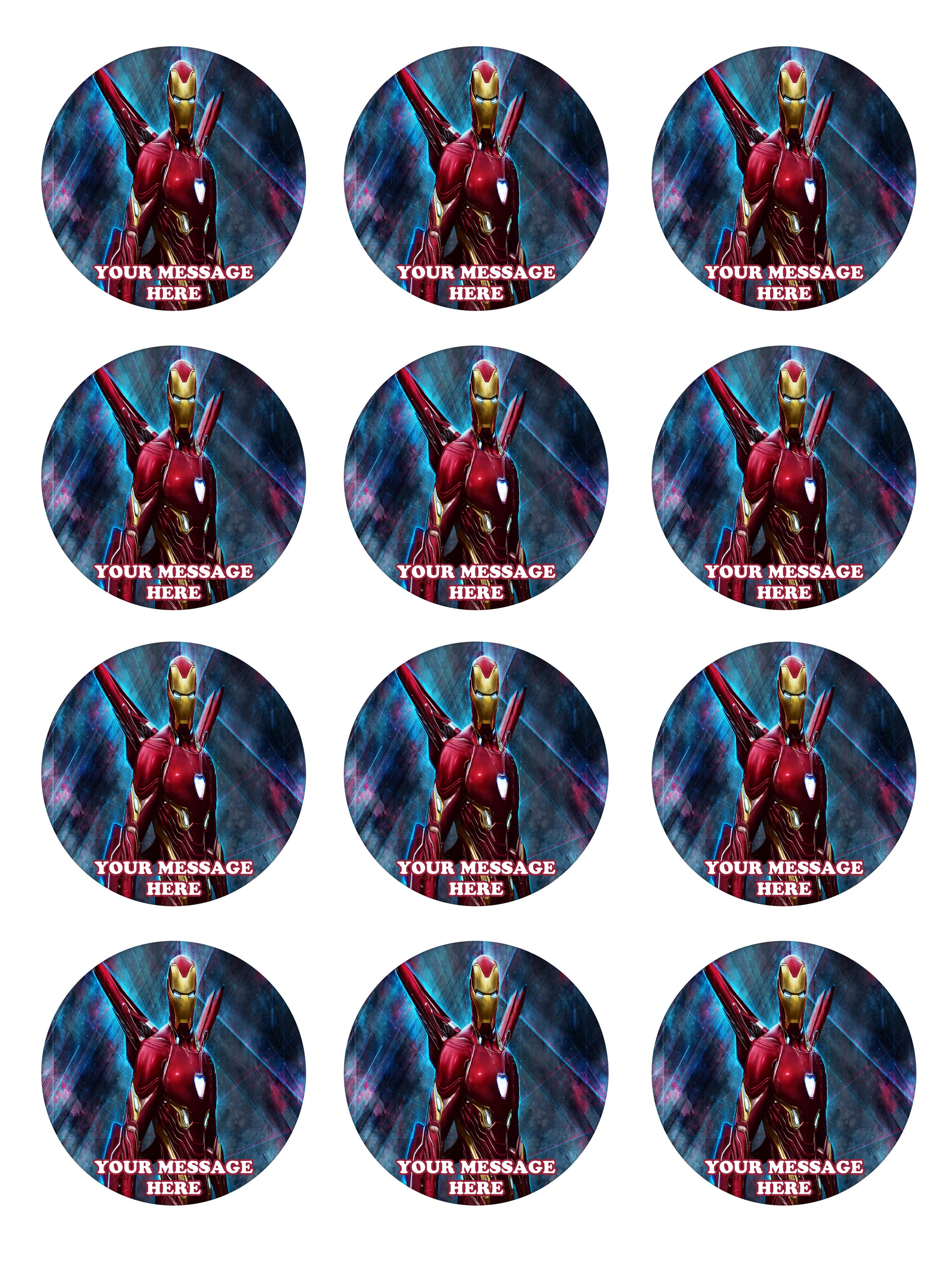 Iron Man Edible Cupcake Toppers (12 Images) Cake Image Icing Sugar She ...