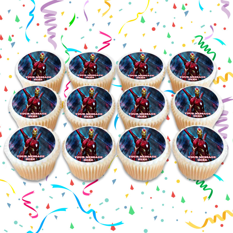 Iron Man Edible Cupcake Toppers (12 Images) Cake Image Icing Sugar Sheet