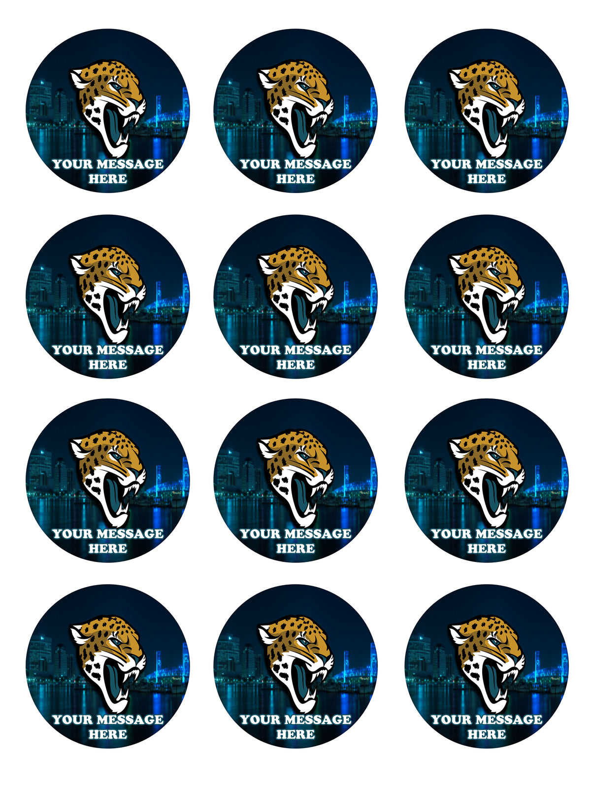 Jacksonville Jaguars Edible Cupcake Toppers (12 Images) Cake Image Icing Sugar Sheet