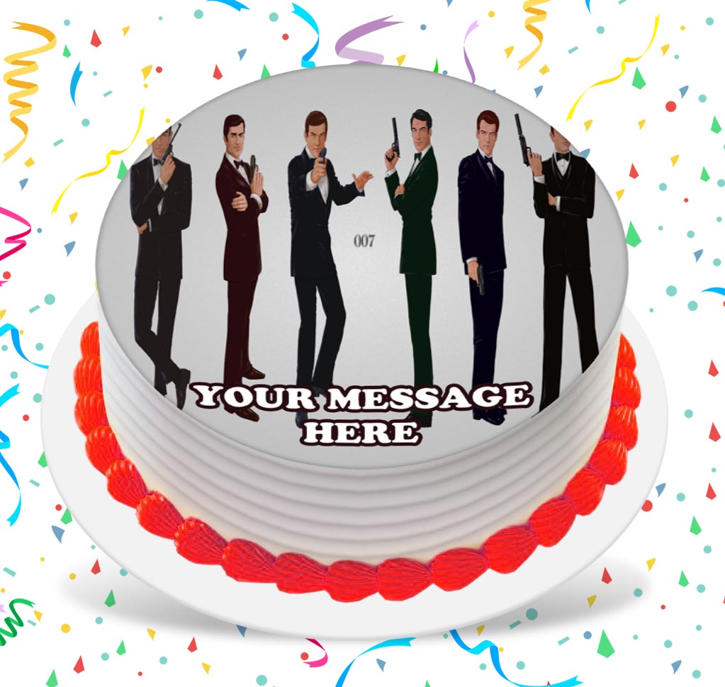 James Bond Edible Image Cake Topper Personalized Birthday Sheet Custom Frosting Round Circle