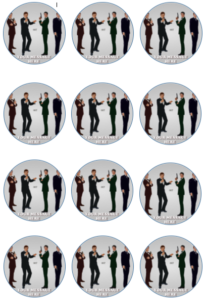 James Bond Edible Cupcake Toppers (12 Images) Cake Image Icing Sugar Sheet Edible Cake Images