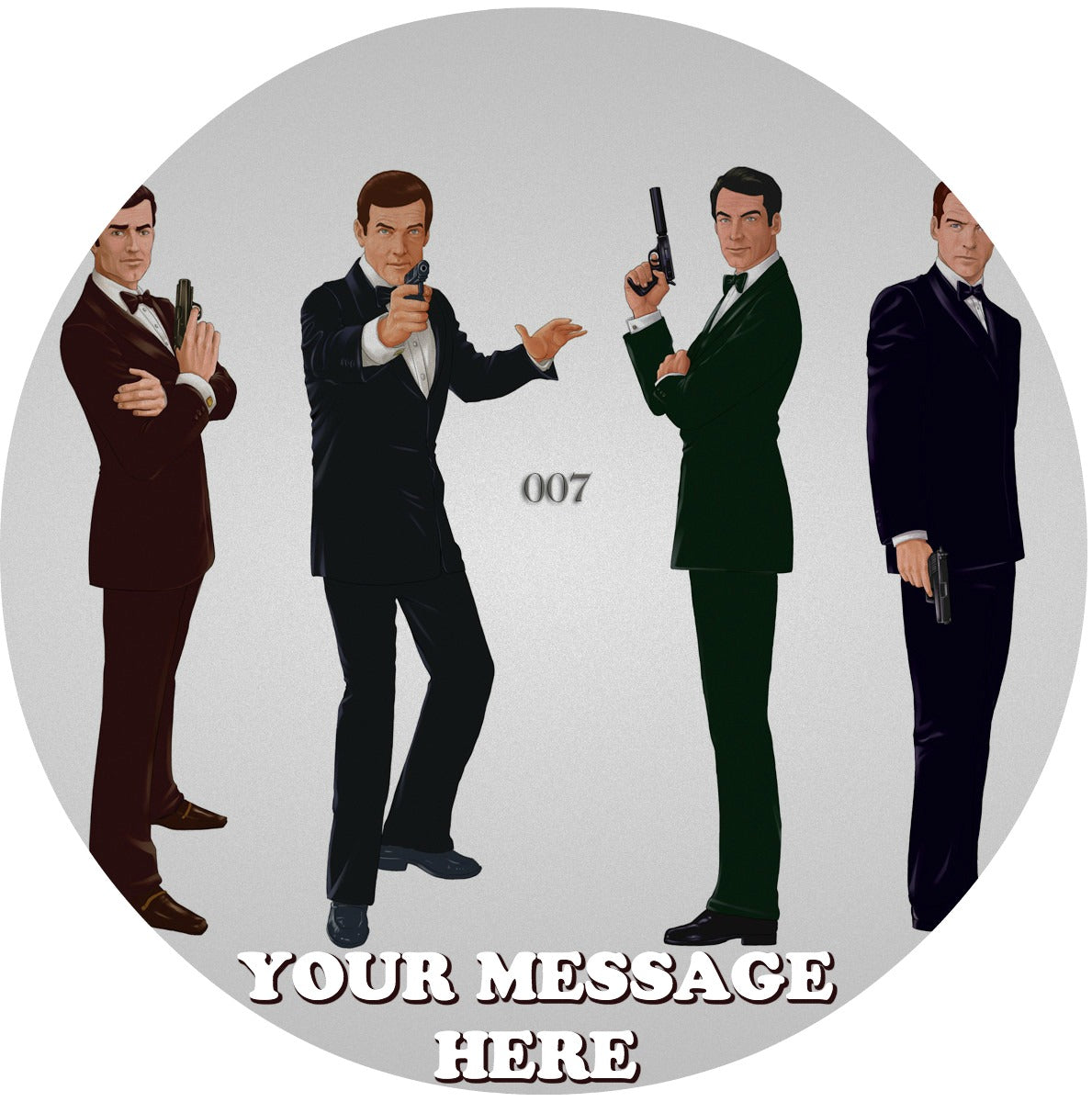 James Bond Edible Image Cake Topper Personalized Birthday Sheet Custom Frosting Round Circle