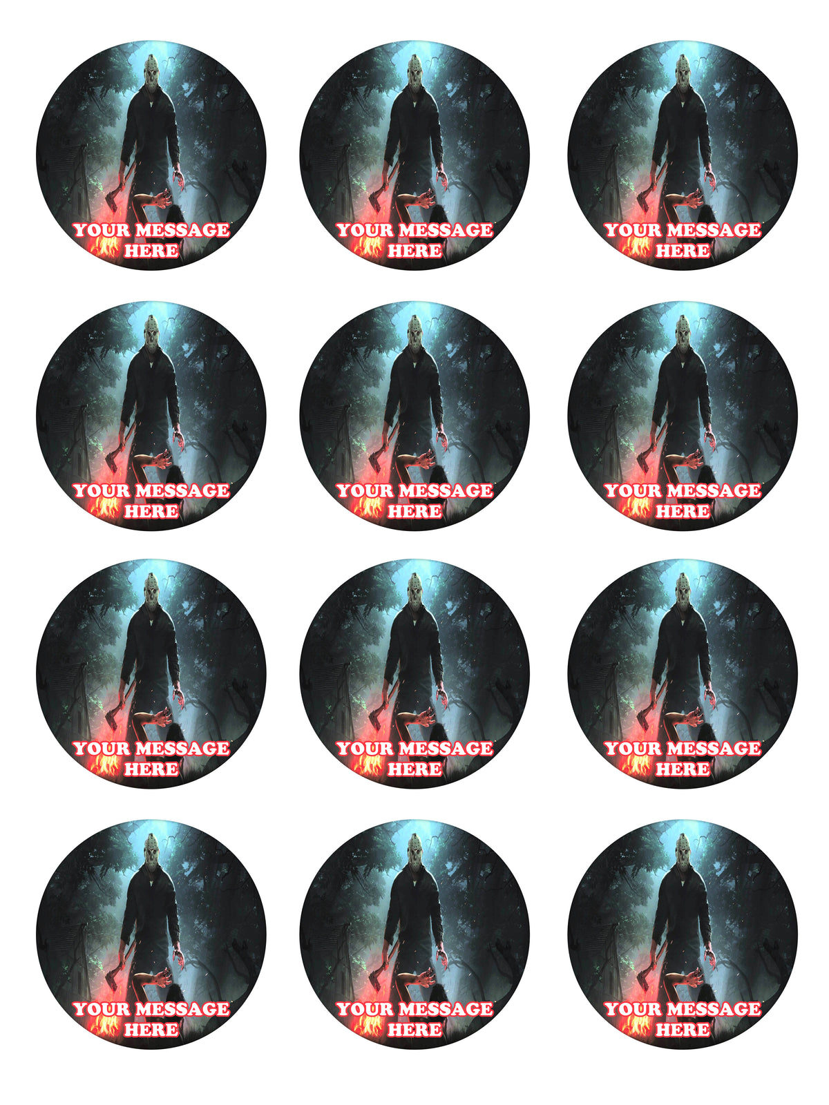 Jason Voorhees Edible Cupcake Toppers (12 Images) Cake Image Icing Sugar Sheet
