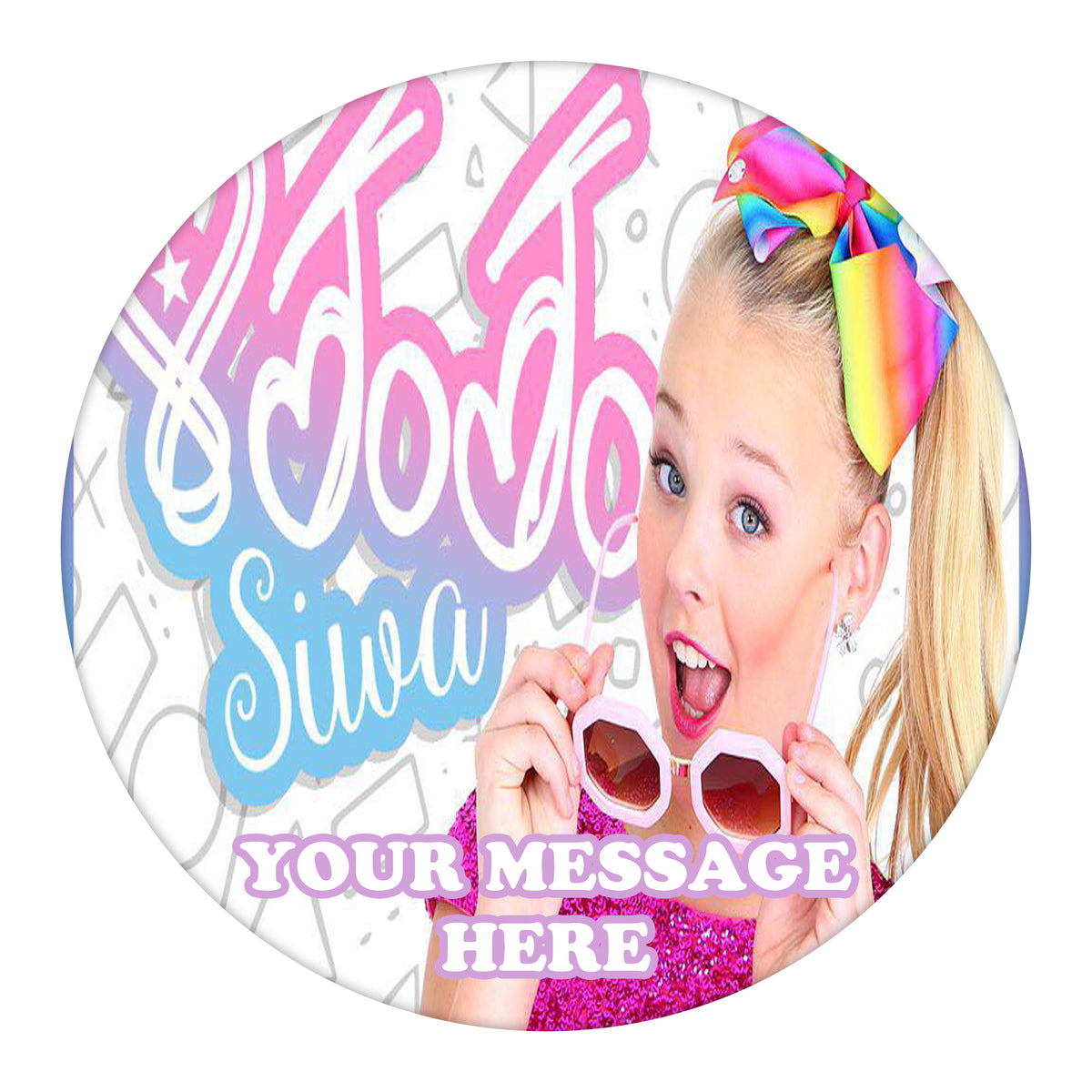 JoJo Siwa Edible Image Cake Topper Personalized Birthday Sheet Custom Frosting Round Circle