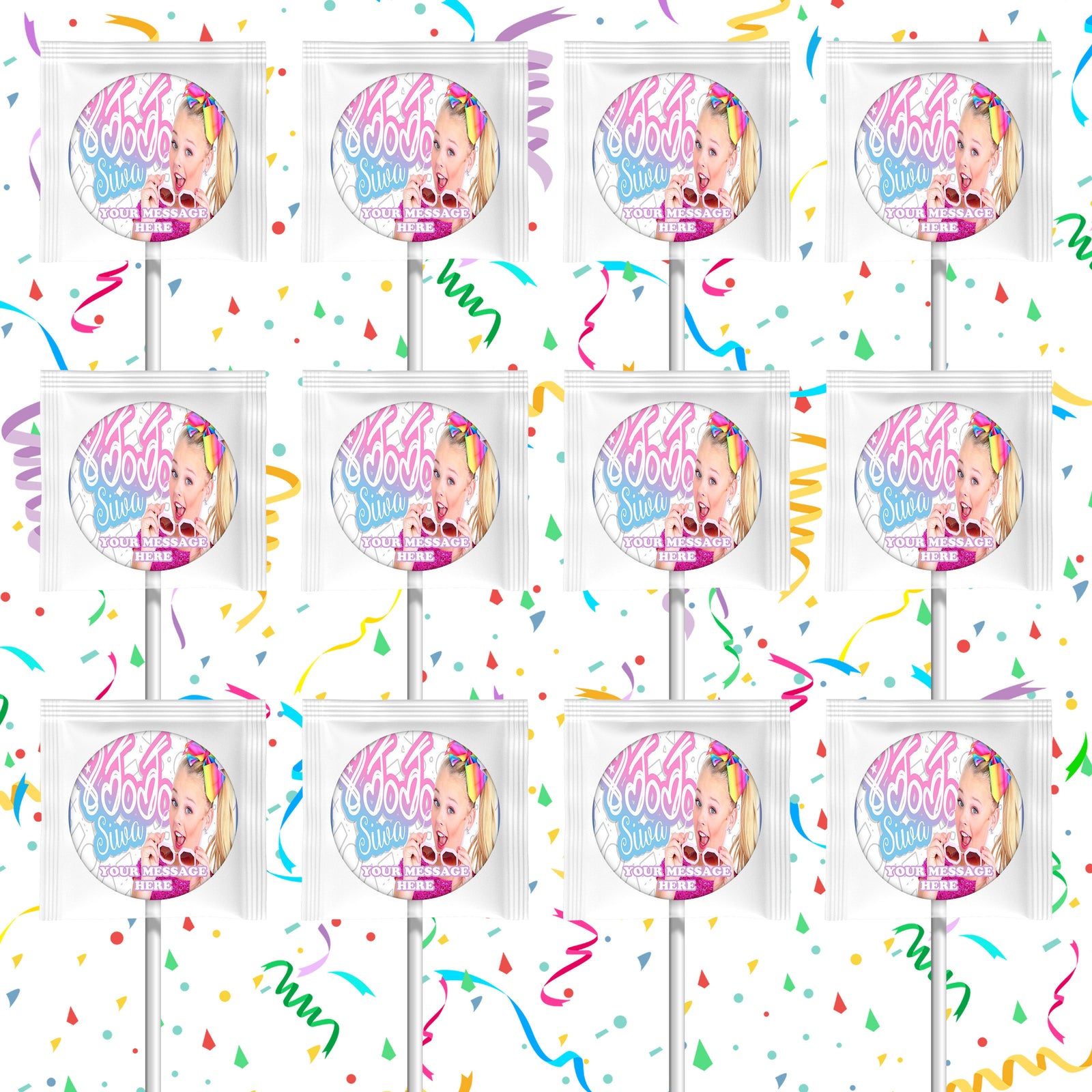 JoJo Siwa Lollipops Party Favors Personalized Suckers 12 Pcs
