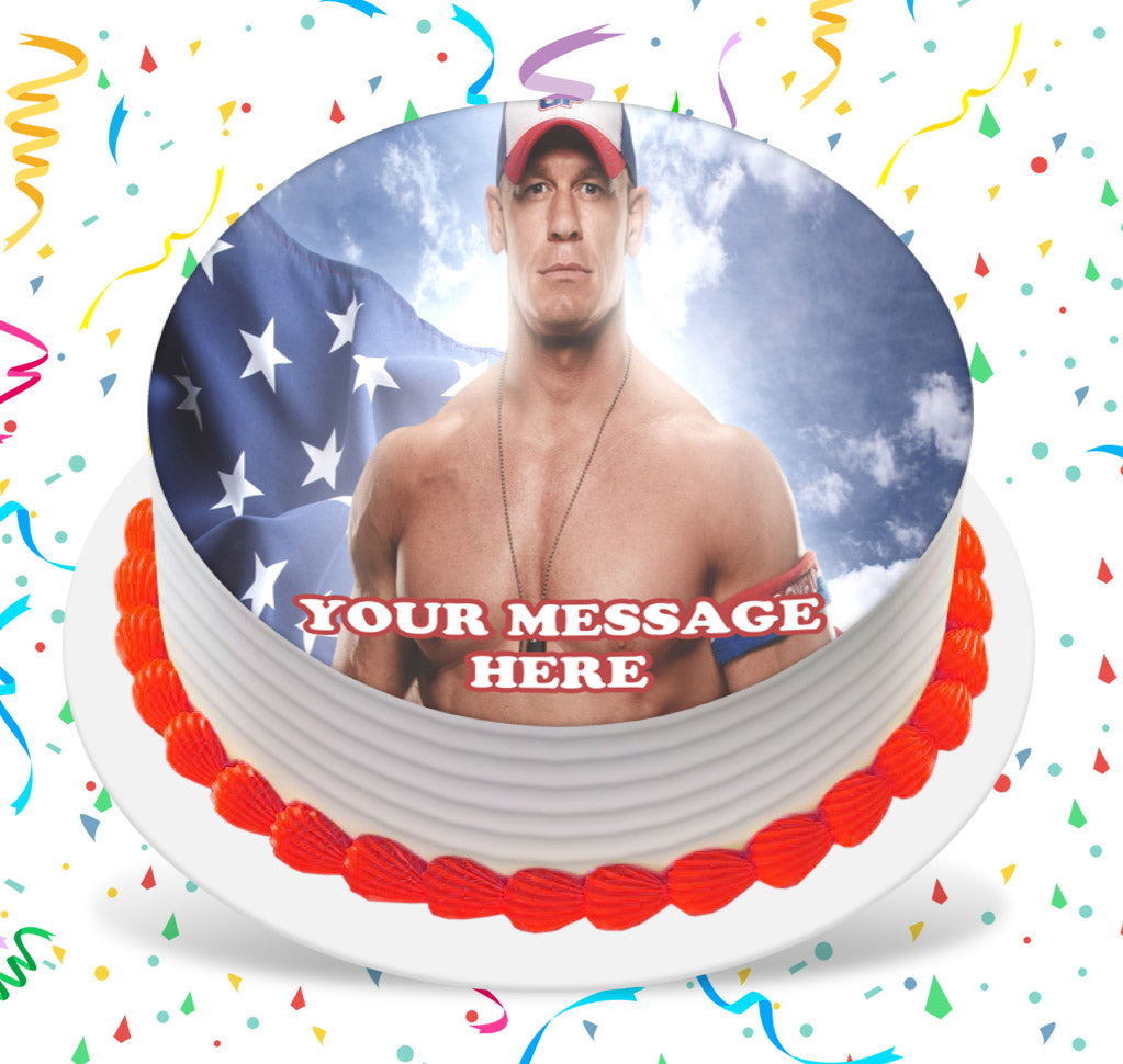 John Cena Edible Image Cake Topper Personalized Birthday Sheet Custom Frosting Round Circle