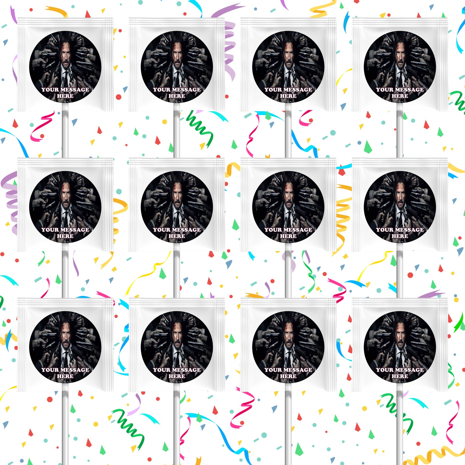 John Wick Lollipops Party Favors Personalized Suckers 12 Pcs