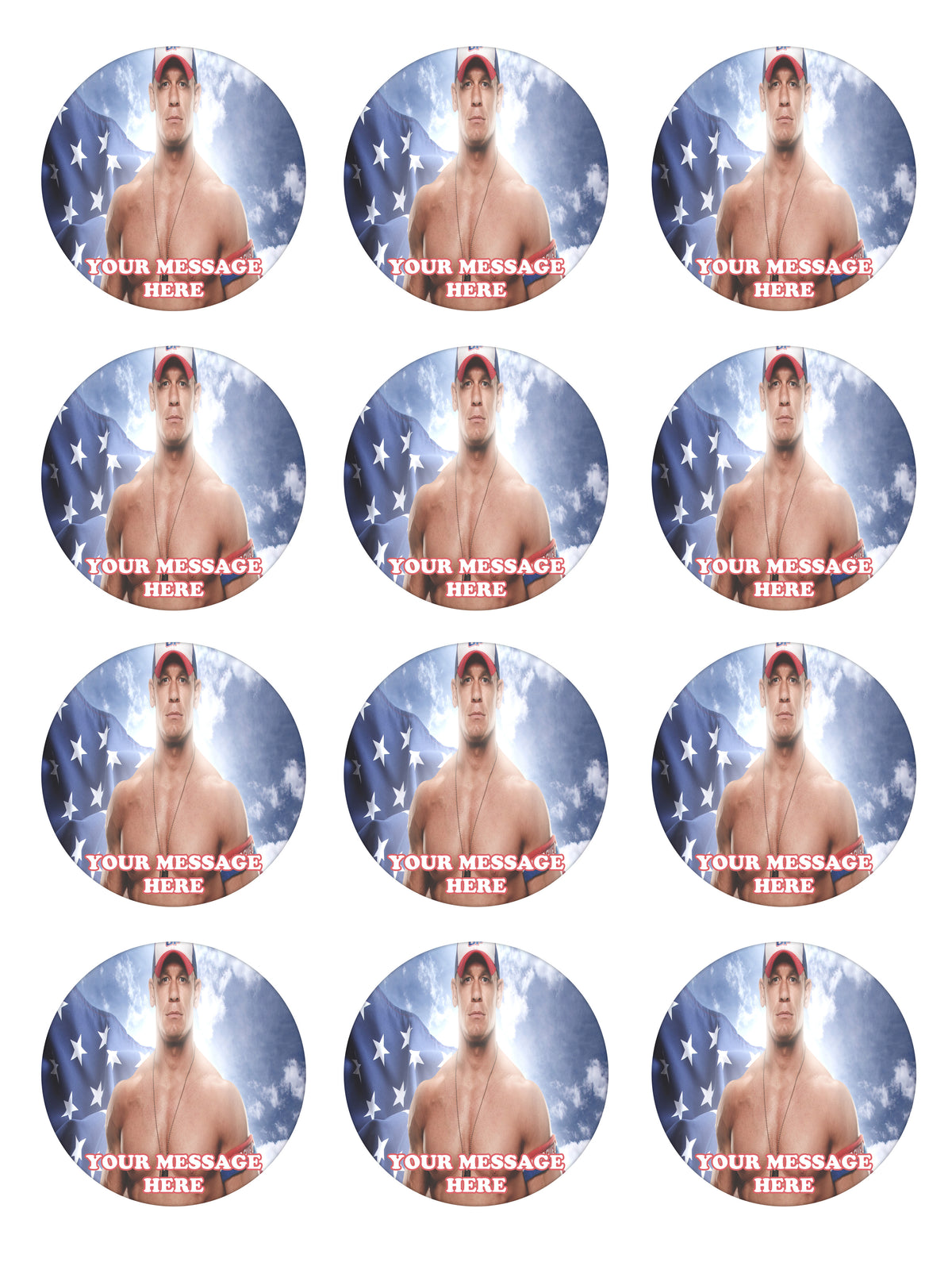 John Cena Edible Cupcake Toppers (12 Images) Cake Image Icing Sugar Sheet