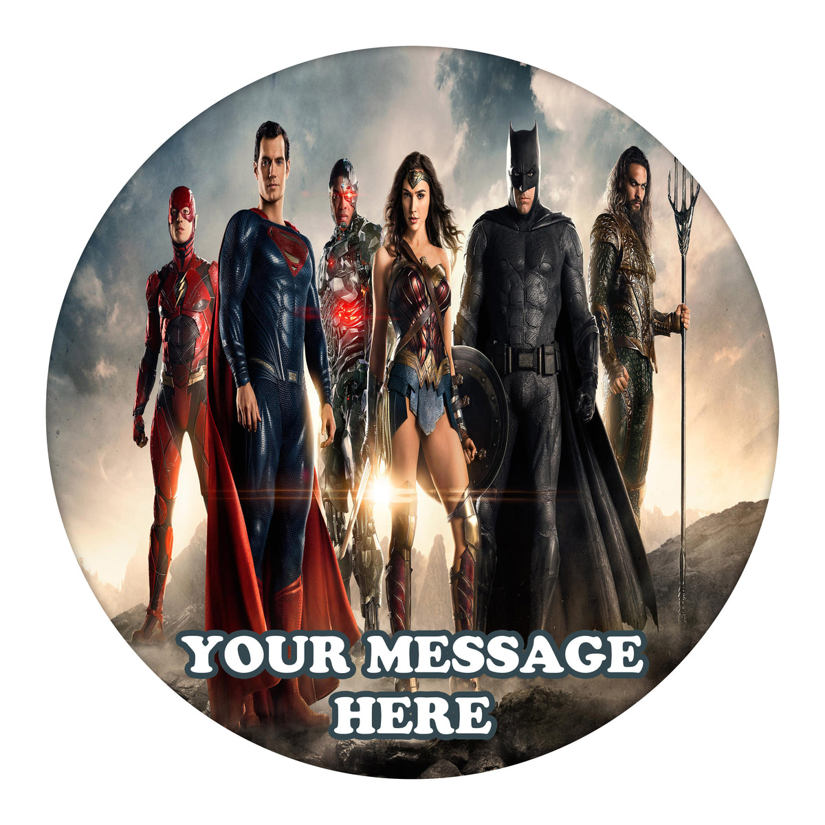 Justice League Edible Image Cake Topper Personalized Birthday Sheet Custom Frosting Round Circle