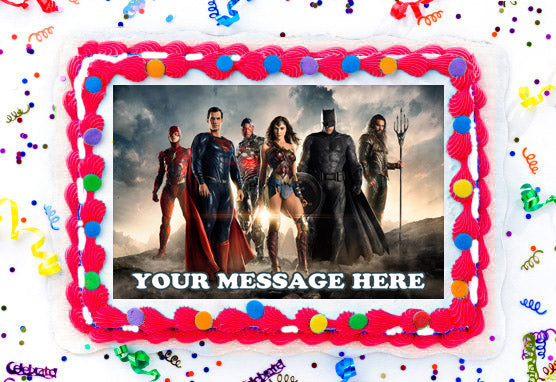 Justice League Edible Image Cake Topper Personalized Birthday Sheet Decoration Custom Party Frosting Transfer Fondant