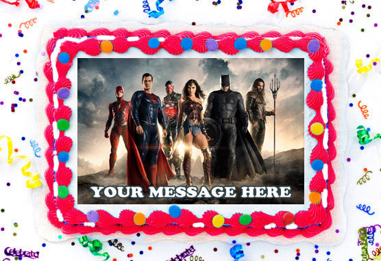 Justice League Edible Image Cake Topper Personalized Birthday Sheet De Partycreationz 0652