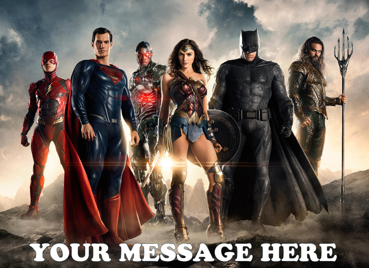 Justice League Edible Image Cake Topper Personalized Birthday Sheet Decoration Custom Party Frosting Transfer Fondant