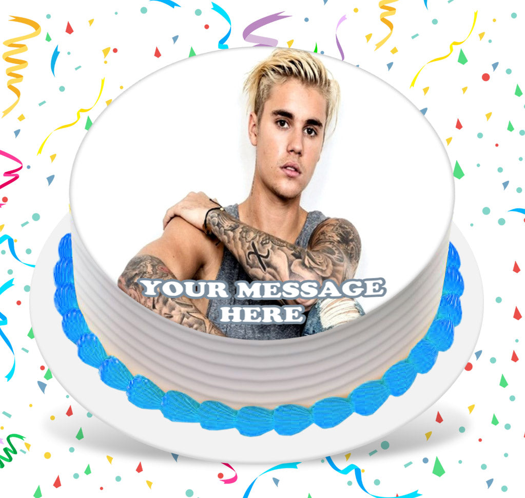 Justin Bieber Edible Image Cake Topper Personalized Birthday Sheet Custom Frosting Round Circle