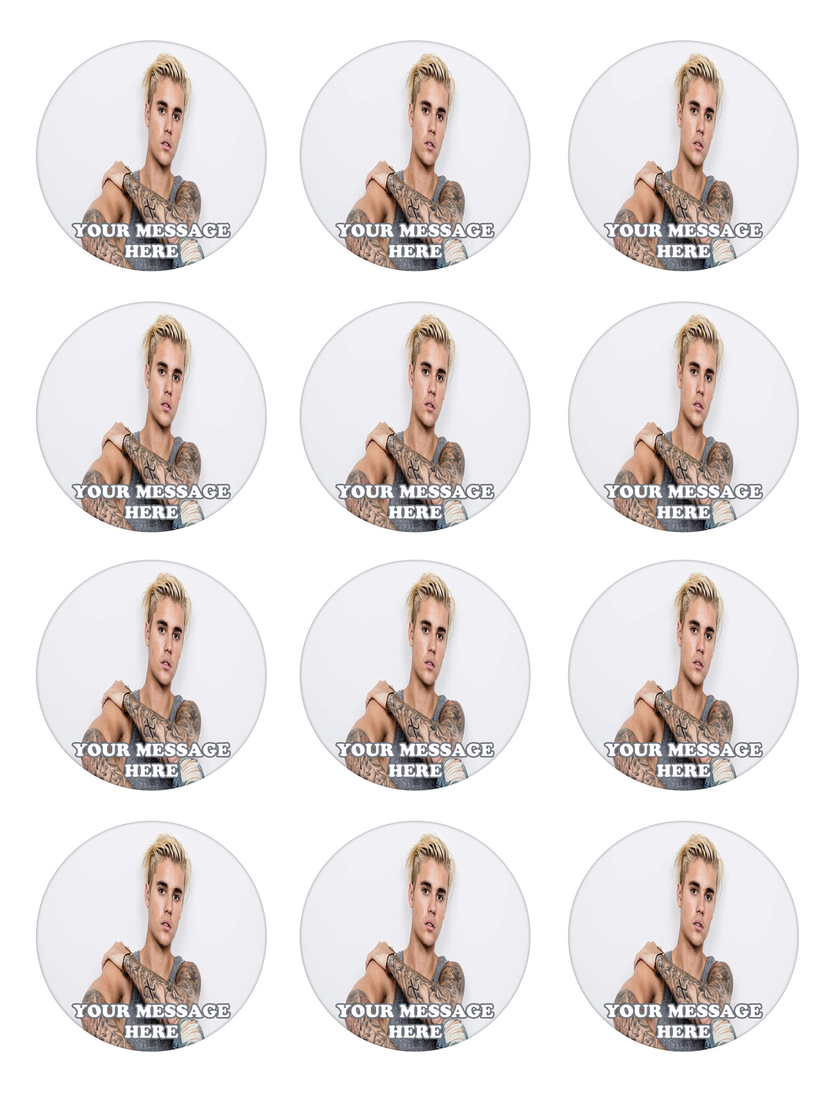 Justin Bieber Edible Cupcake Toppers (12 Images) Cake Image Icing Sugar Sheet