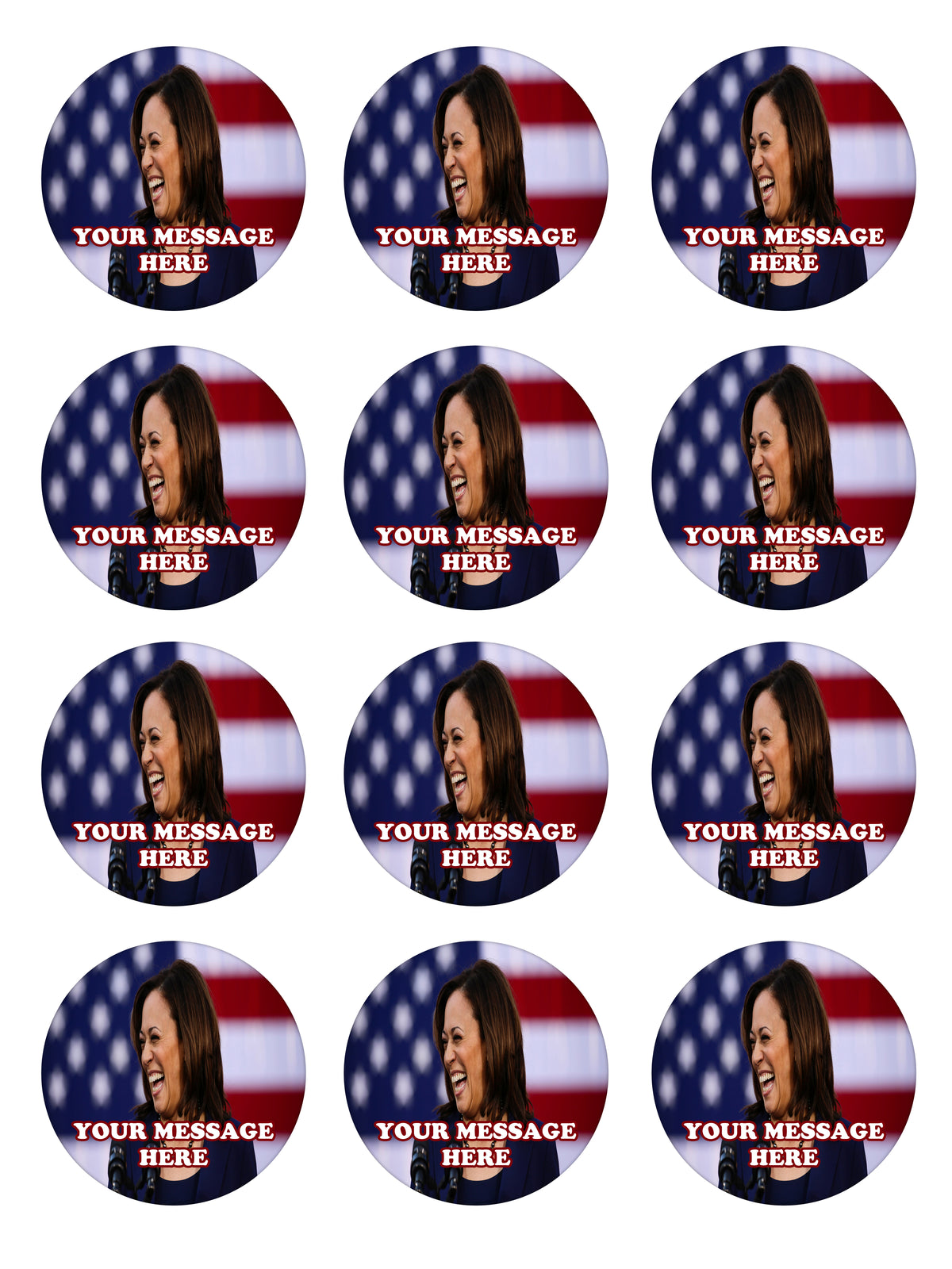 Kamala Harris Edible Cupcake Toppers (12 Images) Cake Image Icing Sugar Sheet