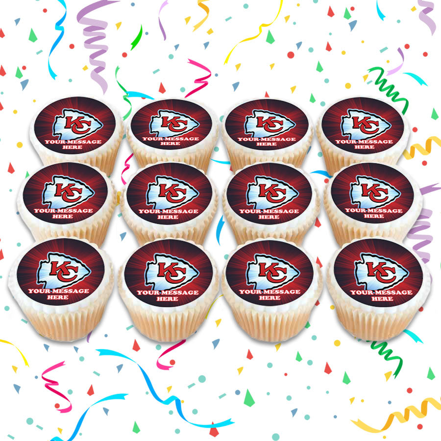 Kansas City Chiefs Edible Cupcake Toppers (12 Images) Cake Image Icing Sugar Sheet