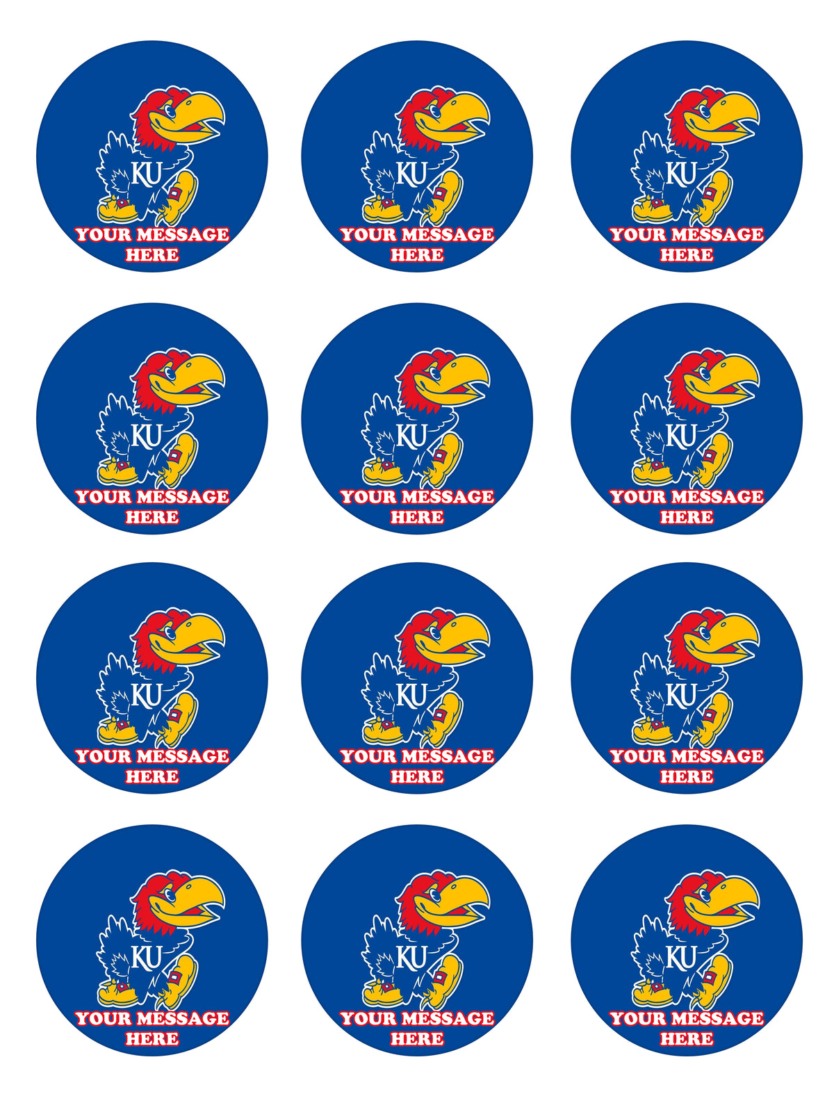 Kansas Jayhawks Edible Cupcake Toppers (12 Images) Cake Image Icing Sugar Sheet