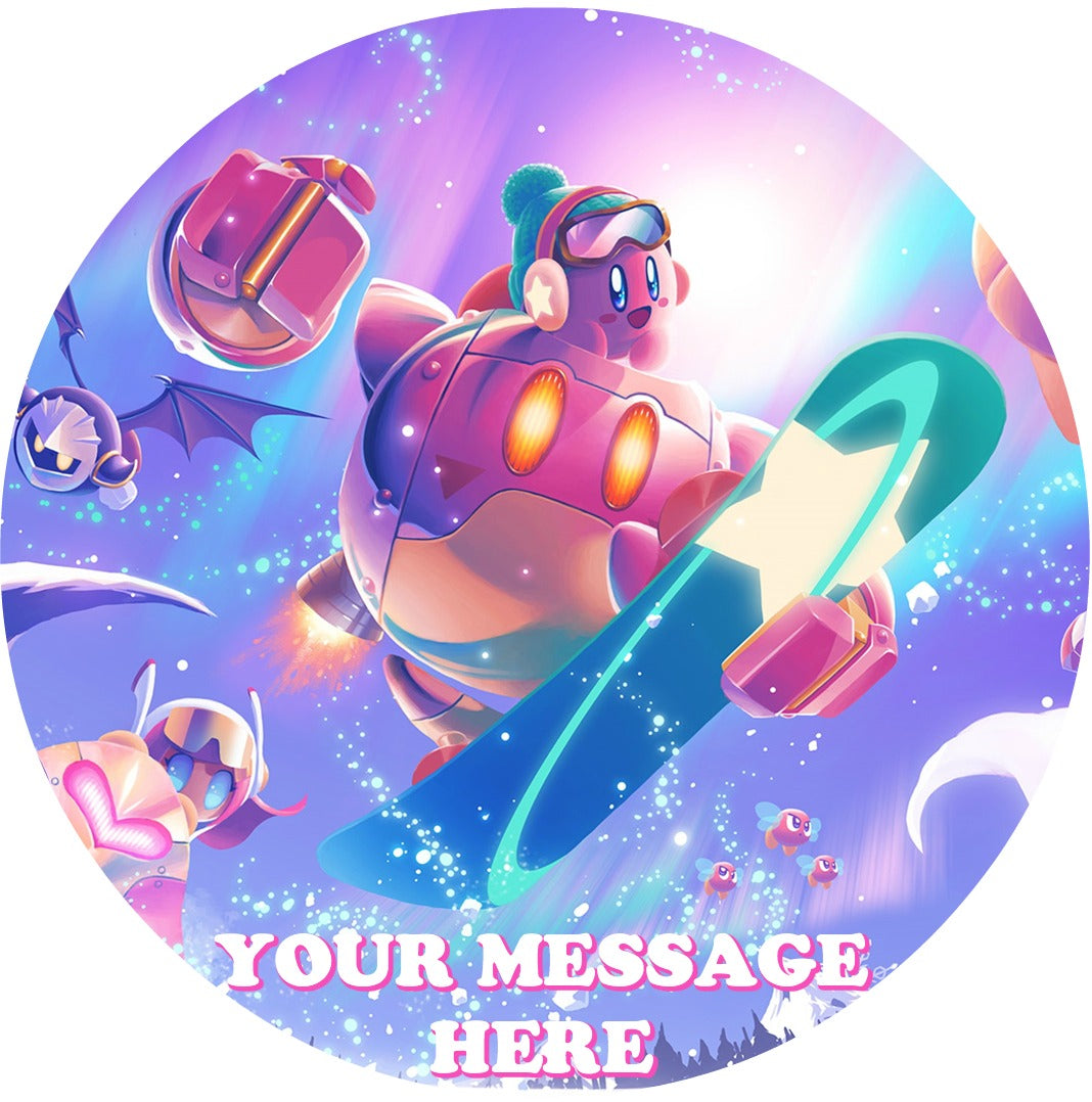 Kirby Edible Image Cake Topper Personalized Birthday Sheet Custom Frosting Round Circle