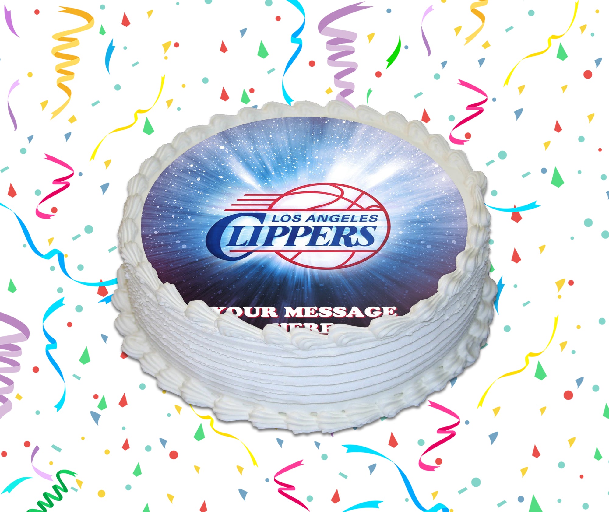 LA Clippers Edible Image Cake Topper Personalized Birthday Sheet Custom Frosting Round Circle