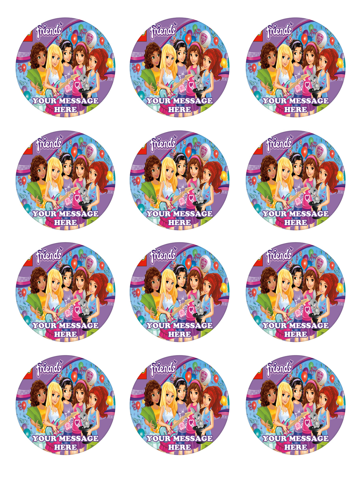 LEGO Friends Edible Cupcake Toppers (12 Images) Cake Image Icing Sugar Sheet