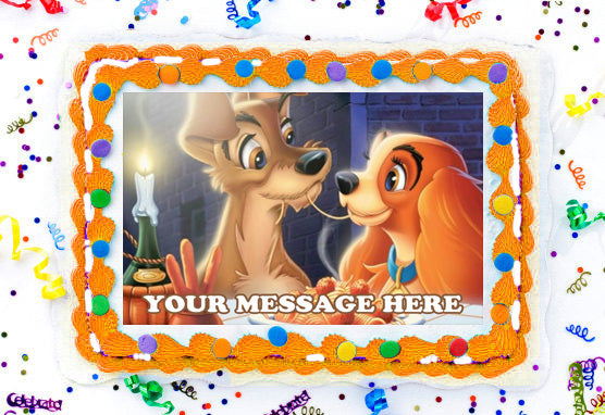 Lady And The Tramp Edible Image Cake Topper Personalized Birthday Sheet Decoration Custom Party Frosting Transfer Fondant