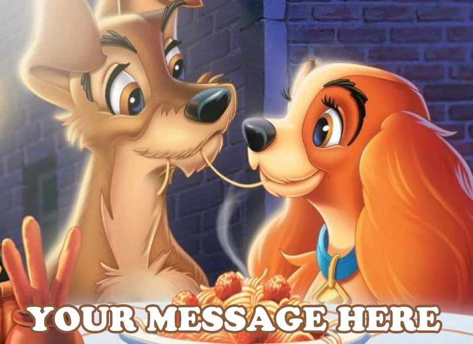 Lady And The Tramp Edible Image Cake Topper Personalized Birthday Sheet Decoration Custom Party Frosting Transfer Fondant