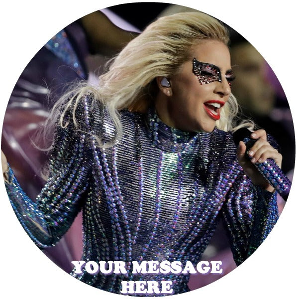 Lady Gaga Edible Image Cake Topper Personalized Birthday Sheet Custom Frosting Round Circle