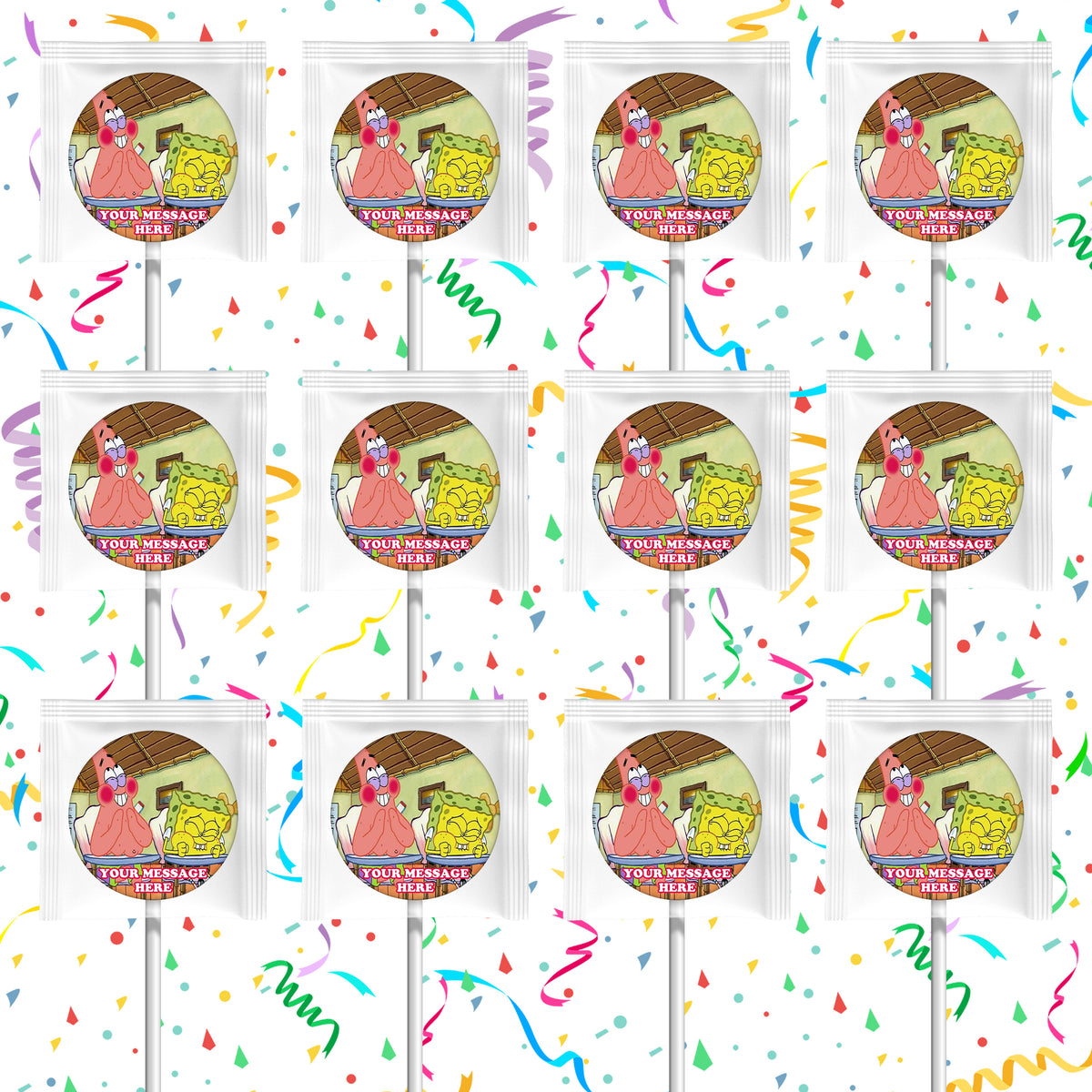 Spongebob Squarepants Lollipops Party Favors Personalized Suckers 12 Pcs