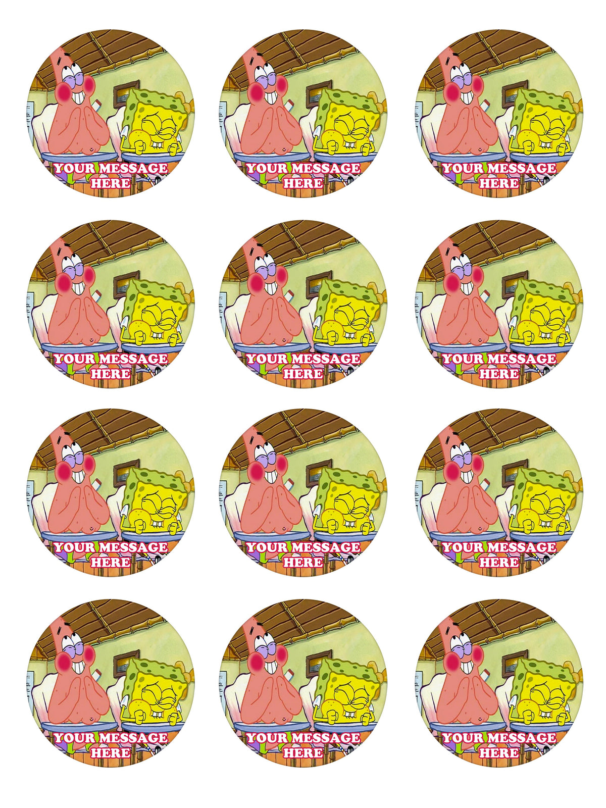 SpongeBob SquarePants What's Funnier Than 24 Cupcake Toppers (12 Images) Icing Sugar Sheet Edible Cake Images