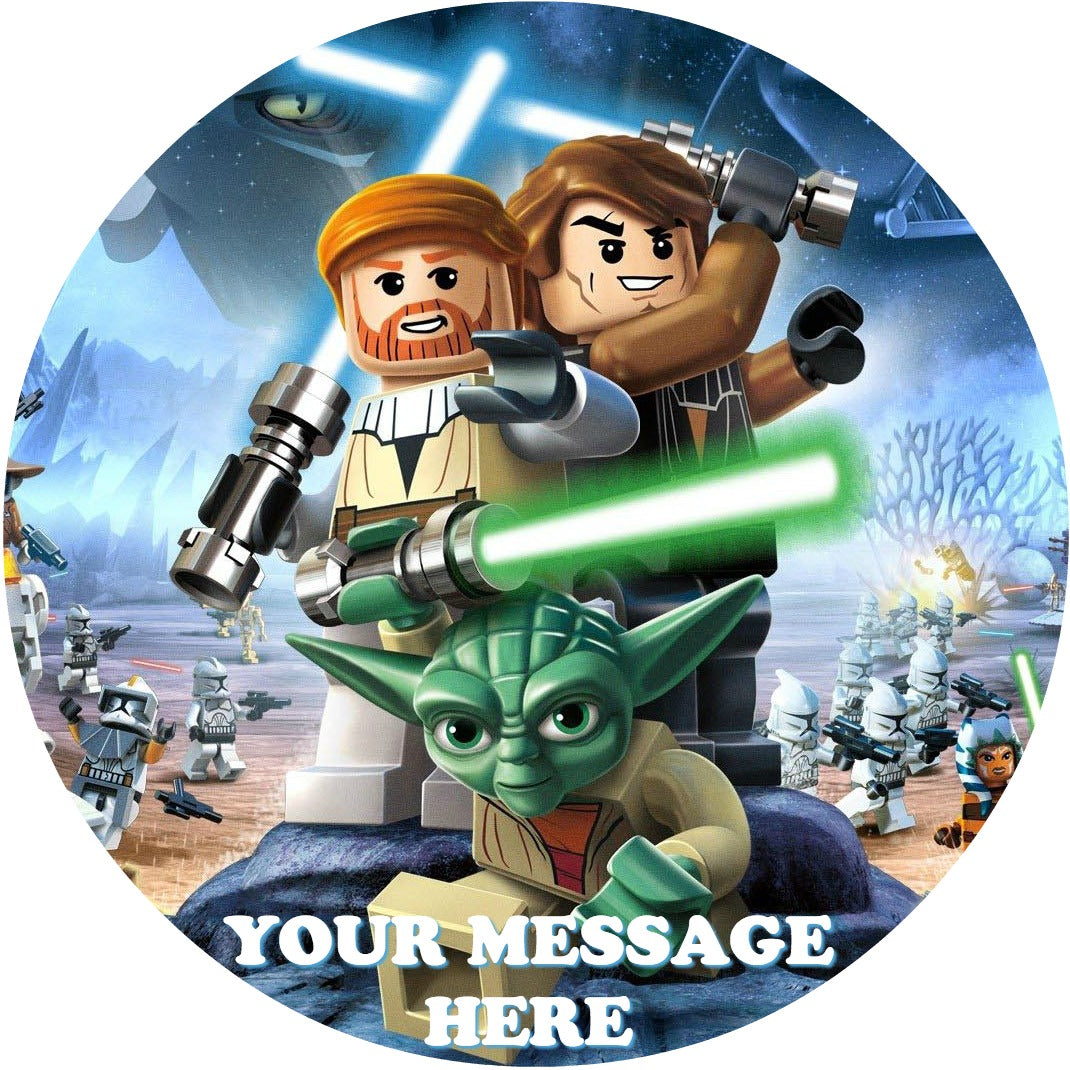 Lego Star Wars Edible Image Cake Topper Personalized Birthday Sheet Custom Frosting Round Circle