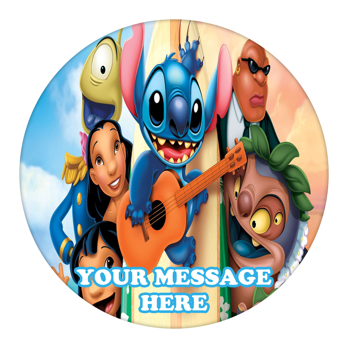 Lilo & Stitch Edible Image Cake Topper Personalized Birthday Sheet Custom Frosting Round Circle