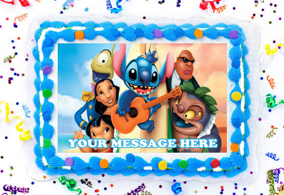 Lilo &amp; Stitch Edible Image Cake Topper Personalized Birthday Sheet Decoration Custom Party Frosting Transfer Fondant