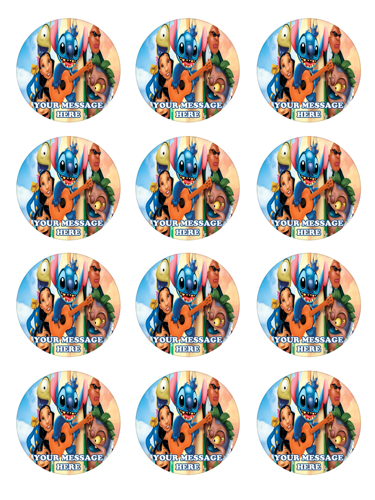 Lilo & Stitch Edible Cupcake Toppers (12 Images) Cake Image Icing Sugar Sheet