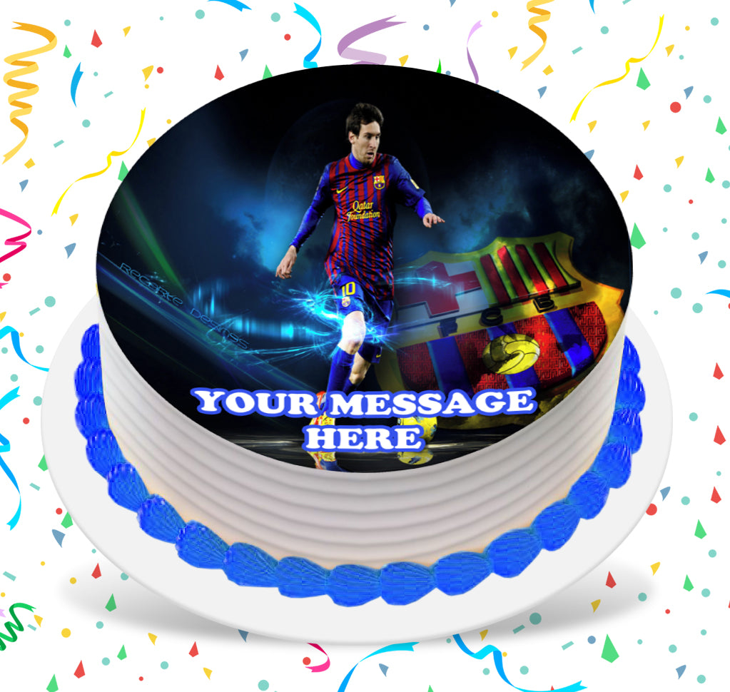 Lionel Messi Edible Image Cake Topper Personalized Birthday Sheet Custom Frosting Round Circle