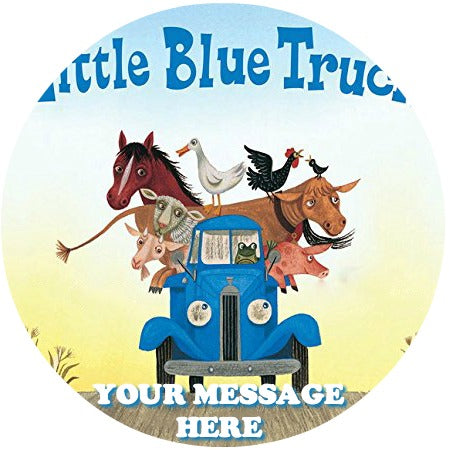 Little Blue Truck Edible Image Cake Topper Personalized Birthday Sheet Custom Frosting Round Circle
