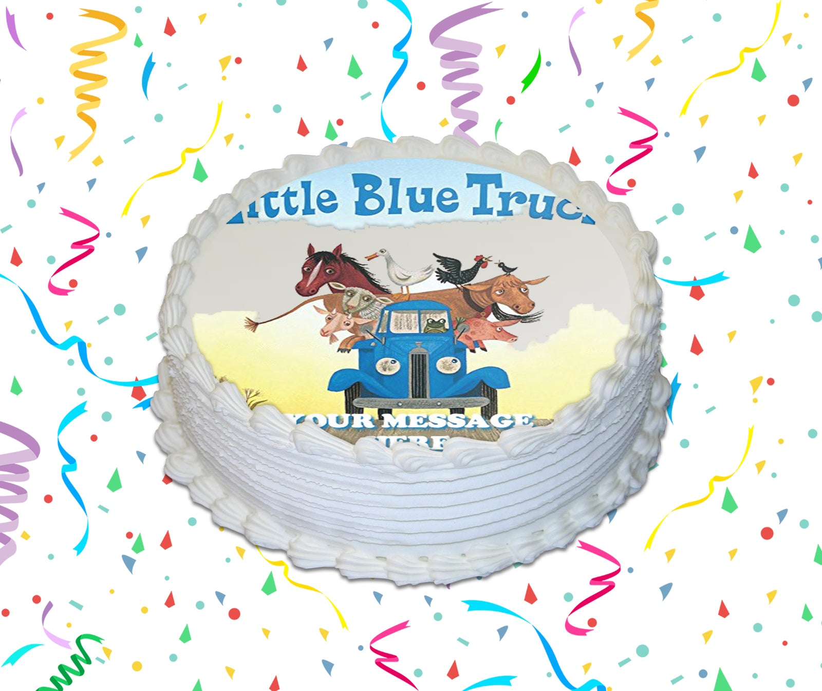 Little Blue Truck Edible Image Cake Topper Personalized Birthday Sheet Custom Frosting Round Circle